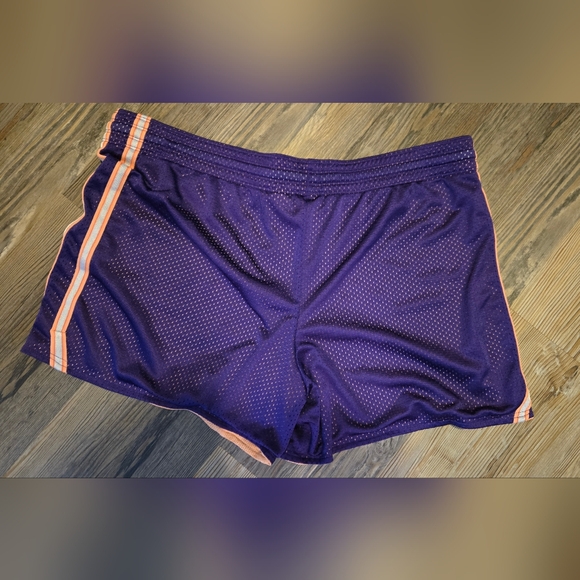 Nike, Women's size Large, Shorts, Athletic, Mesh, Purple, Yellow, Perfect Shape - Picture 7 of 8